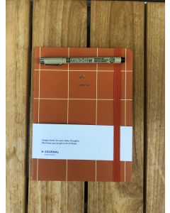 A-Journal A5 Notebook Terracotta Checkered m. pen